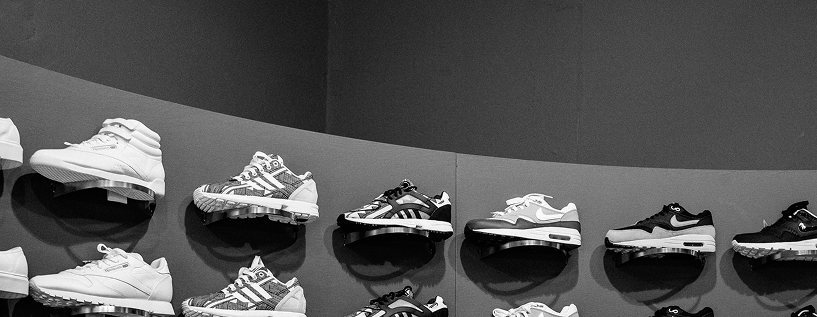 Sneakers on shelves