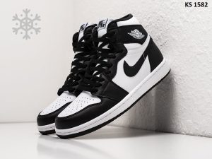 Кросівки Nike Air Jordan 1 Retro High Black White (чорно/білі) ЗИМА