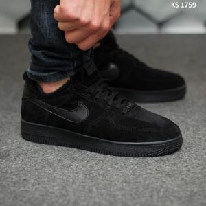 Nike Air Force 1 07 (чорні) ЗИМА