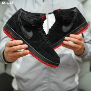 Nike Air Force 1 07 High (чорно/червоні) ЗИМА