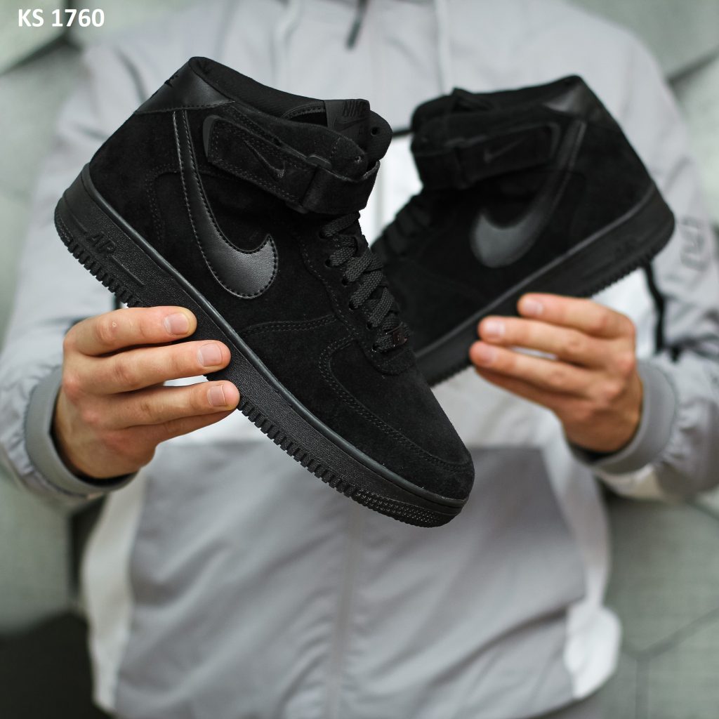 Кросівки Nike Air Force 1 07 High Black (чорні) ЗИМА