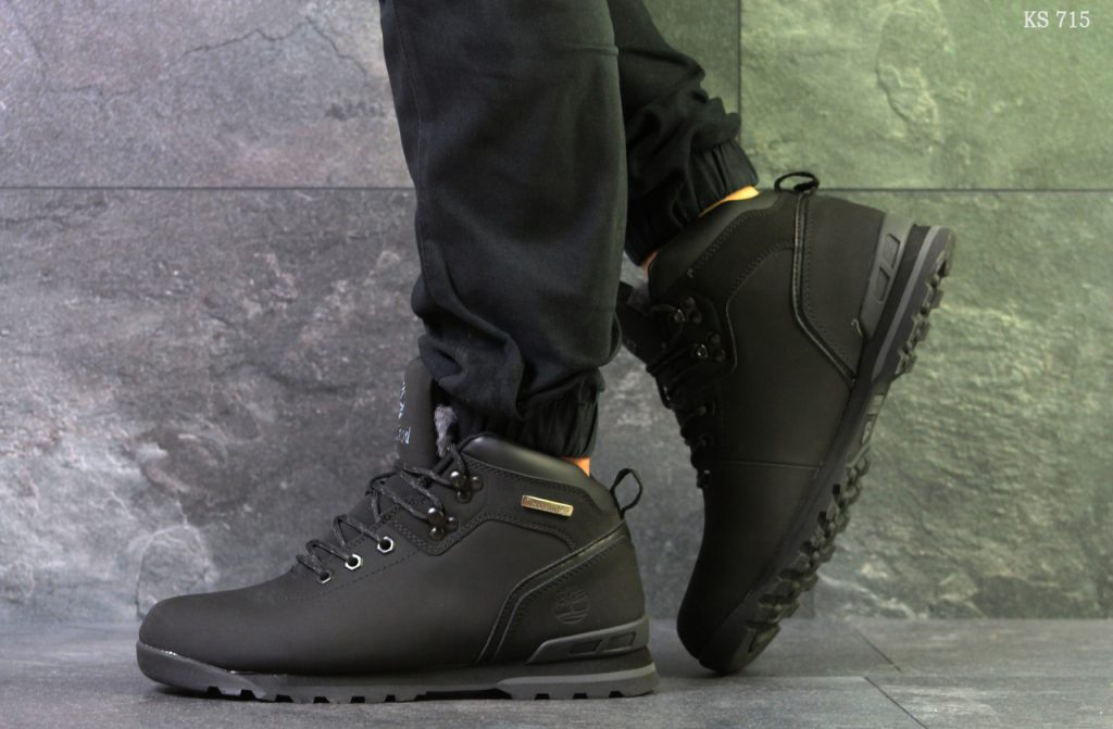 Timberland (чорні, нубук) ЗИМА