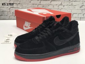 Nike Air Force 1 07 (чорно/червоні) ЗИМА