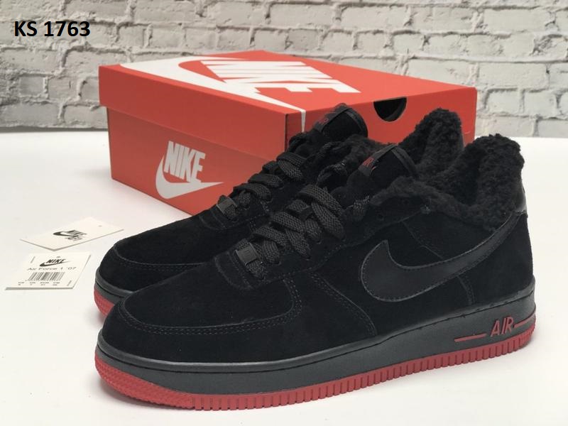 Nike Air Force 1 07 (чорно/червоні) ЗИМА