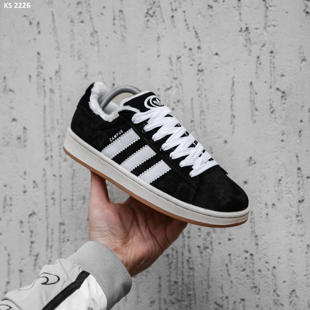 Кросівки Adidas Campus 00s Black ЗИМА (чорно/білі)
