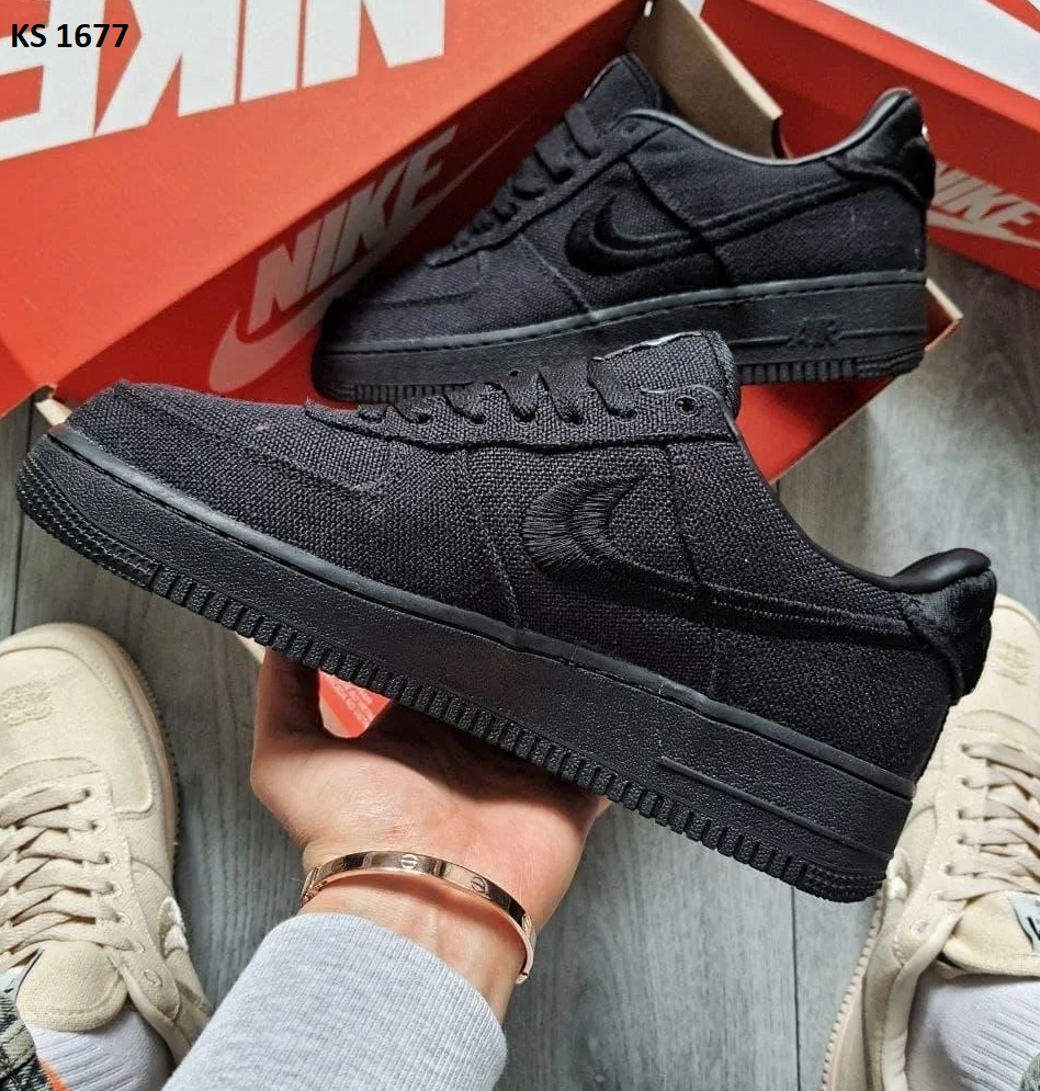 Stussy X Nike Air Force 1 Low Black Low (чорні)
