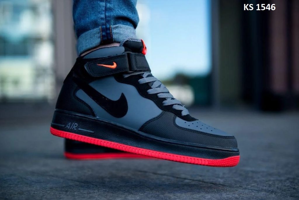 Кросівки Nike Air Force 1 High BlackGreyRed (чорно/червоні)