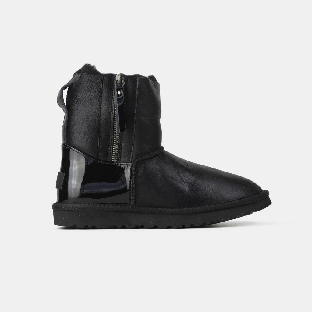 Short ZIP Black Leather Lacquer