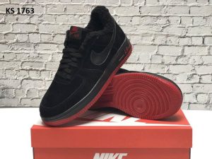 Nike Air Force 1 07 (чорно/червоні) ЗИМА