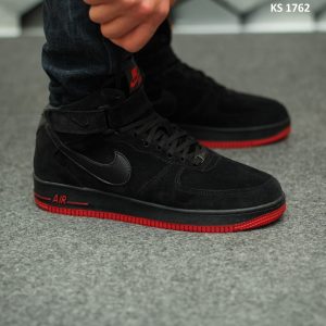 Nike Air Force 1 07 High (чорно/червоні) ЗИМА