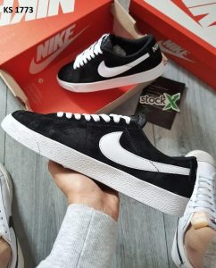 Nike Blazer Low (чорно/білі, замш)