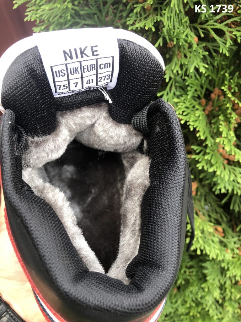 Nike Air Jordan 1 (біло/червоні) ЗИМА