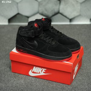 Nike Air Force 1 07 High (чорно/червоні) ЗИМА