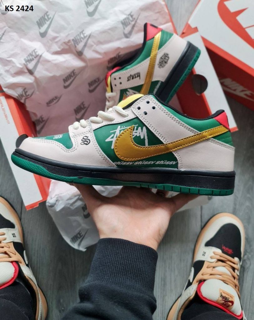 Кросівки Nike SB Dunk Low x Stussy Green Gray (зелено/сірі)