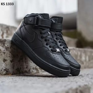 Кросівки Nike Air Force Hight Black (чорні) ЗИМА