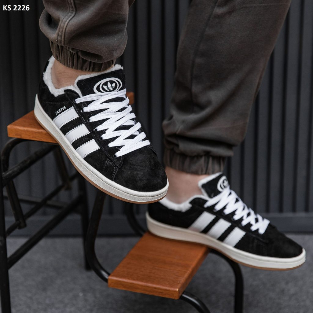 Кросівки Adidas Campus 00s Black ЗИМА (чорно/білі)
