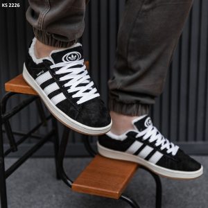 Кросівки Adidas Campus 00s Black ЗИМА (чорно/білі)