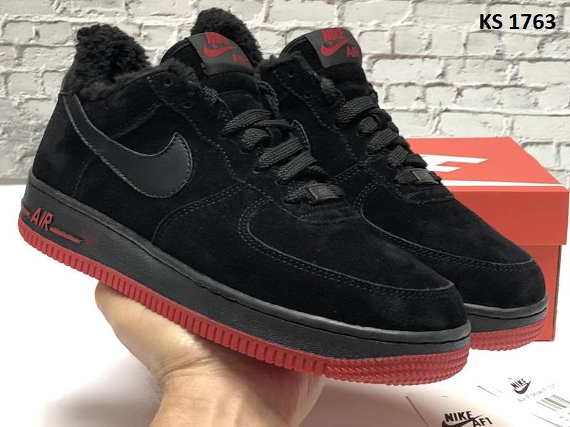 Nike Air Force 1 07 (чорно/червоні) ЗИМА