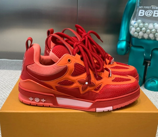 Louis Vuitton Skate Sneaker Red Mix Orange Cowhide