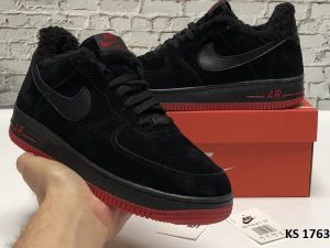 Nike Air Force 1 07 (чорно/червоні) ЗИМА