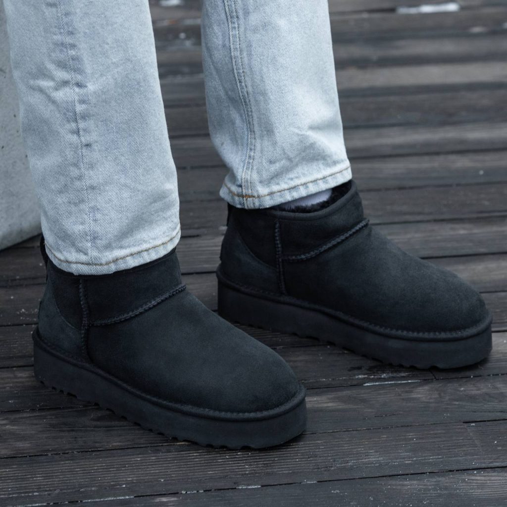 UGG Ultra Mini Mid Platform Black  Suede