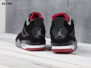 Кросівки Nike Air Jordan 4 Retro Black White Red (чорно/білі)