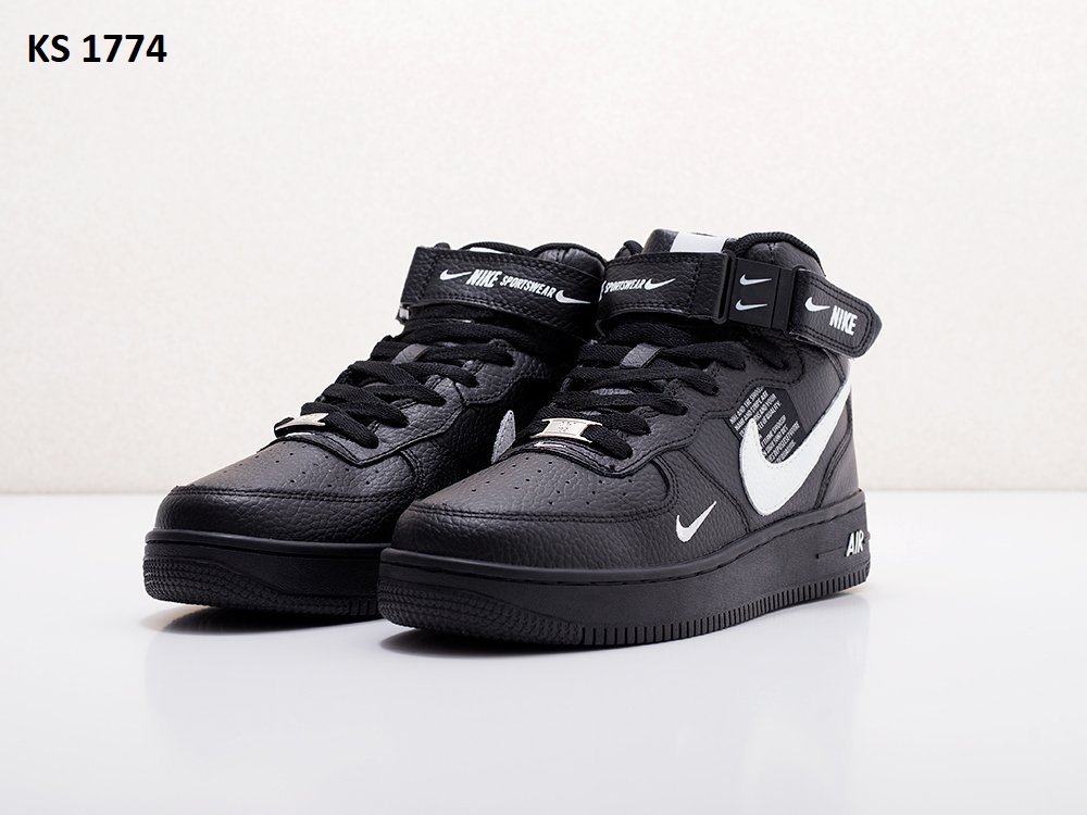 Nike Air Force 1 07 High (чорно/біл) ЗИМА
