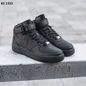 Кросівки Nike Air Force Hight Black (чорні) ЗИМА