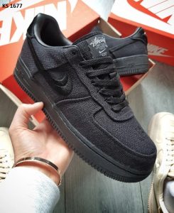 Stussy X Nike Air Force 1 Low Black Low (чорні)