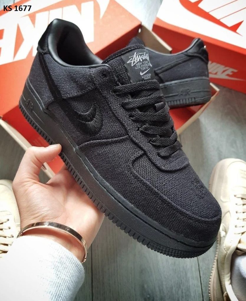 Stussy X Nike Air Force 1 Low Black Low (чорні)