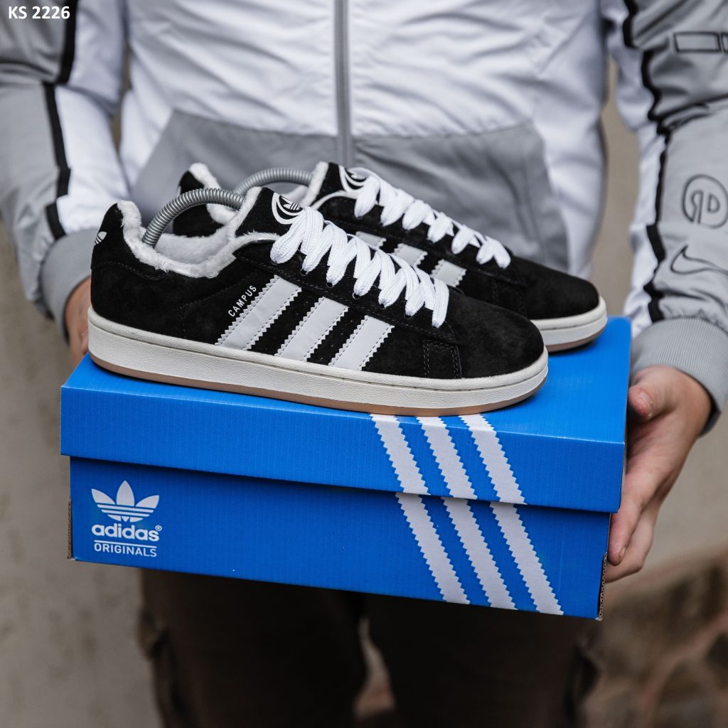 Кросівки Adidas Campus 00s Black ЗИМА (чорно/білі)