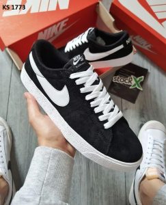 Nike Blazer Low (чорно/білі, замш)