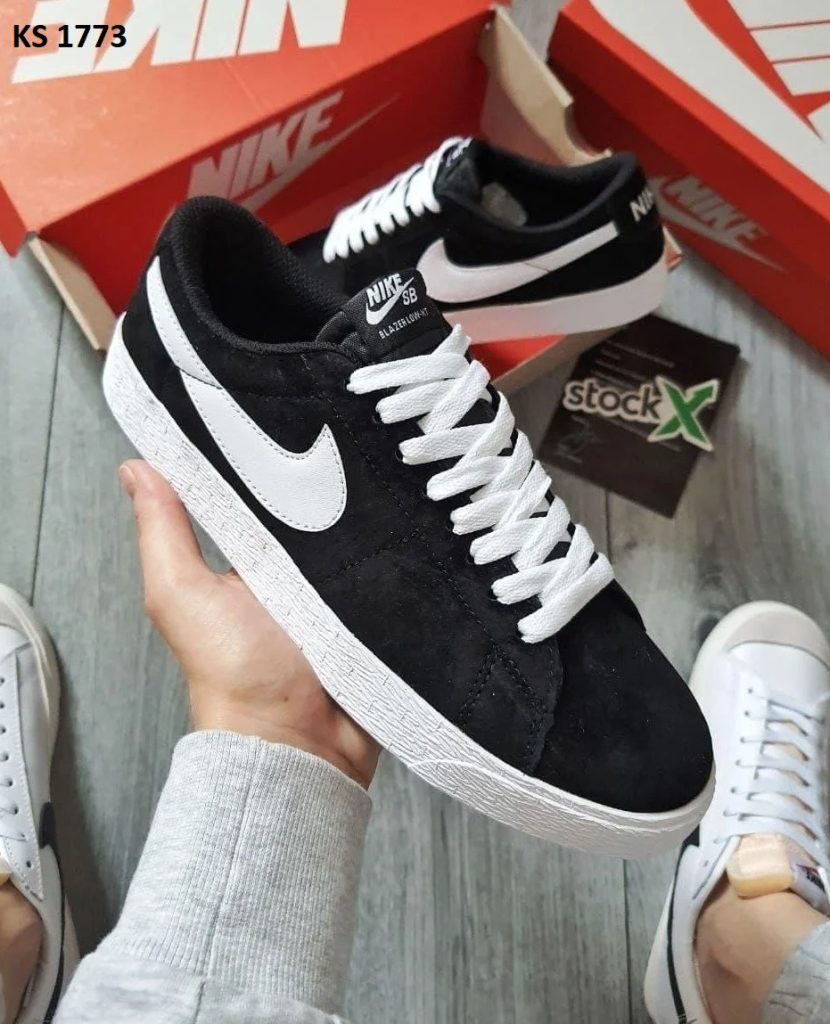 Nike Blazer Low (чорно/білі, замш)