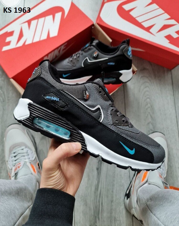 Кросівки Nike Air Max 90 Cordura Gray Black Blue (чорно/сині)