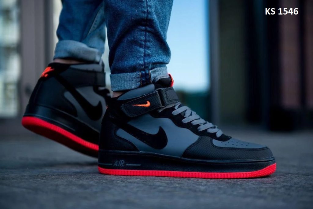 Кросівки Nike Air Force 1 High BlackGreyRed (чорно/червоні)