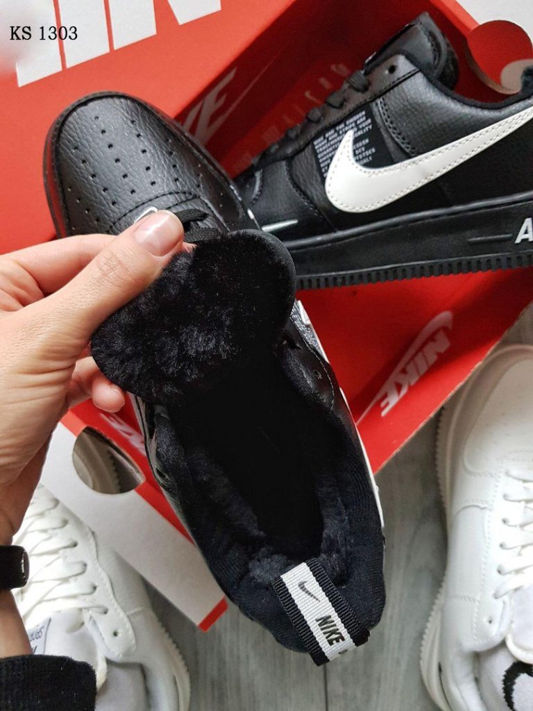 Кросівки Nike Air Force 1 07 Mid LV8 Low Black (чорні) ЗИМА