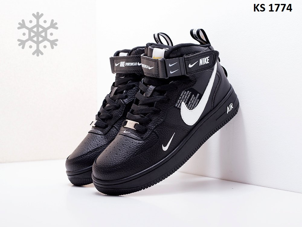 Nike Air Force 1 07 High (чорно/біл) ЗИМА