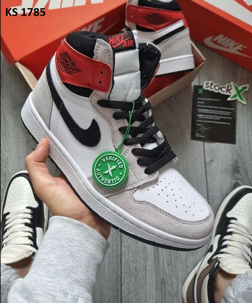 Nike Air Jordan 1 Retro High (сіро/червоні)