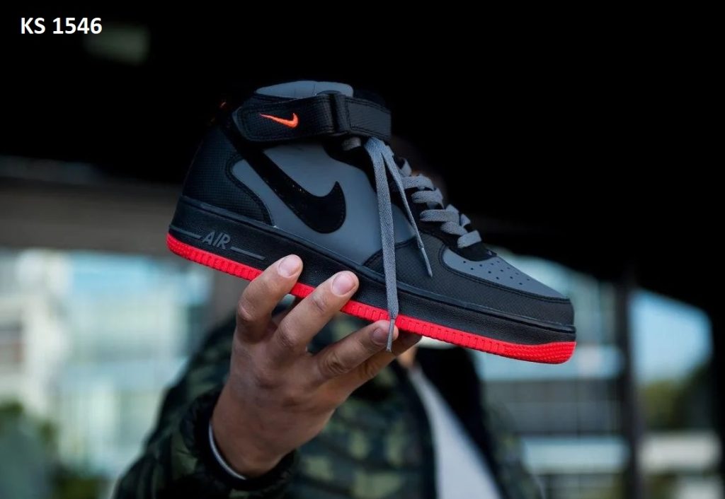 Кросівки Nike Air Force 1 High BlackGreyRed (чорно/червоні)