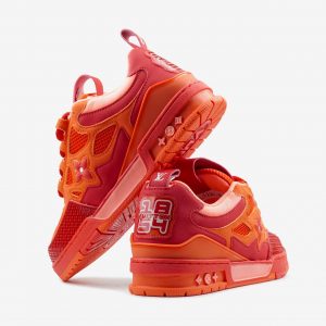 Louis Vuitton Skate Sneaker Red Mix Orange Cowhide